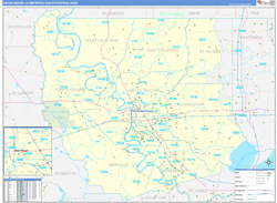 Baton Rouge Metro Area Wall Map Basic Style 2026